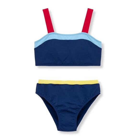 Habitual Swim Kids Color Block 2pc Swimsuit 12 Blue Red UPF 50+ Beach Vacation - Picture 1 of 8